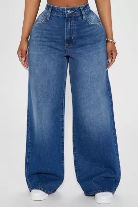 Getting Back To It Wide Leg Jeans - Dark Wash