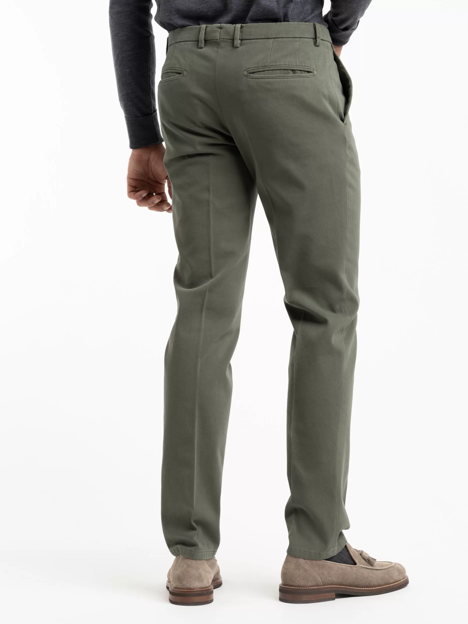 Green Cotton Pleated Trousers