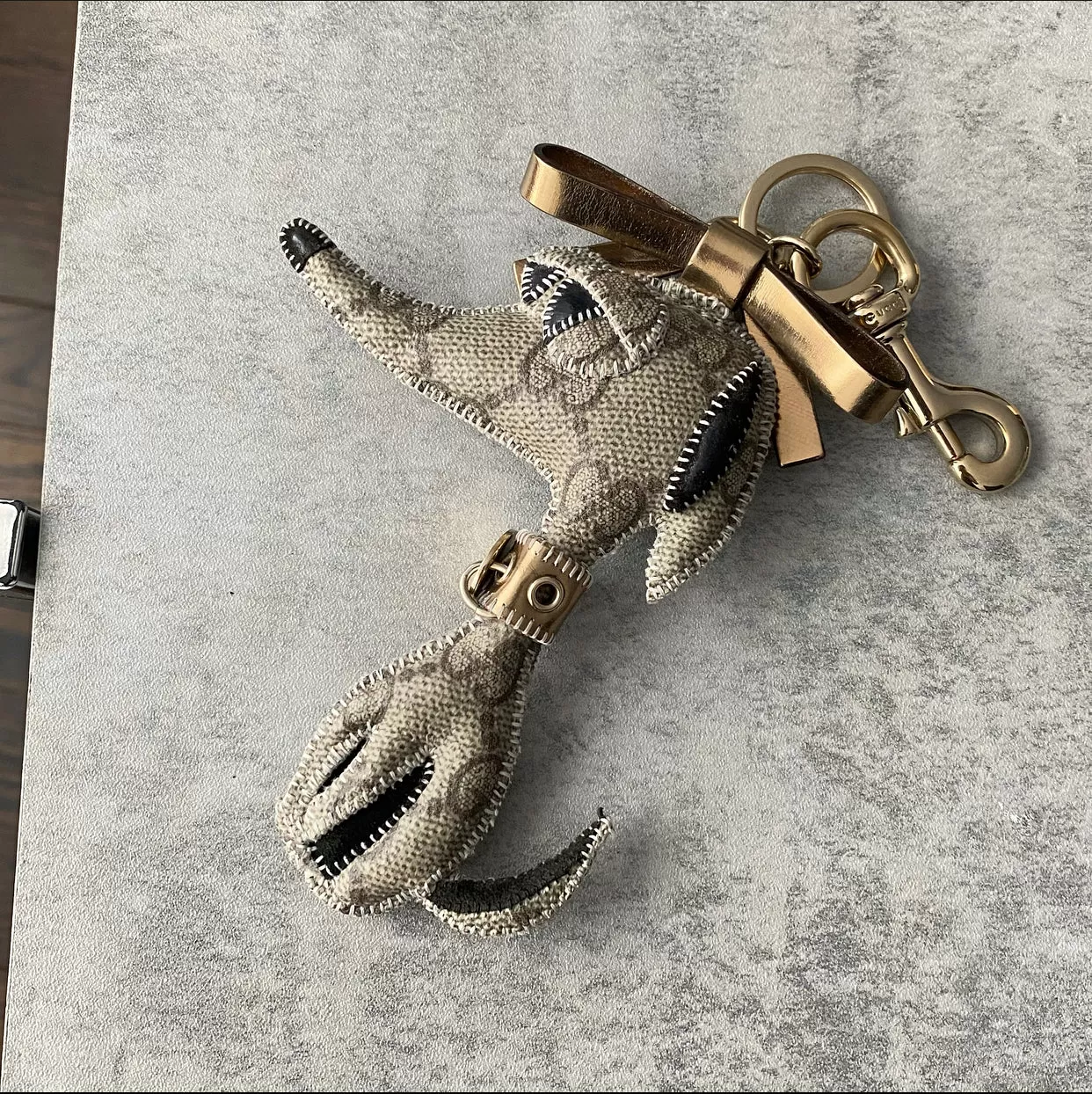 Gucci Monogram Canvas Dog Novelty Bag Charm