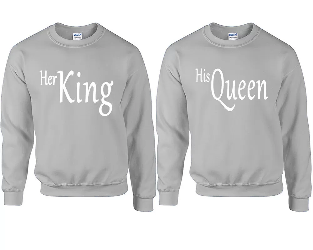 Her King His Queen Couple Matching Sweaters, Couple Crewnecks