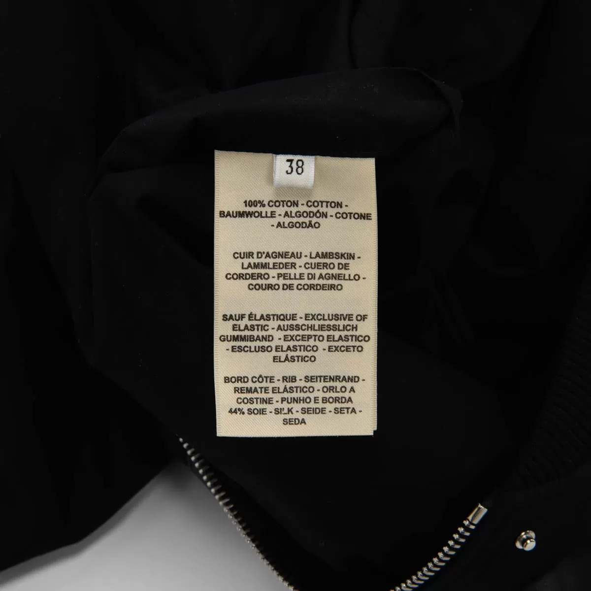 Hermes Black Cotton & Lambskin Embroidered Bomber Jacket FR 38