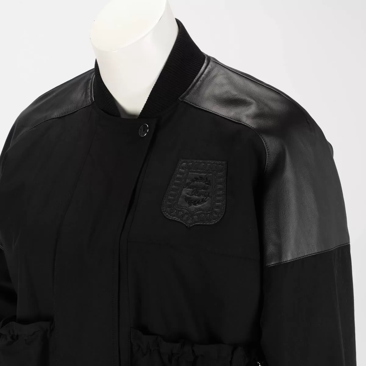 Hermes Black Cotton & Lambskin Embroidered Bomber Jacket FR 38