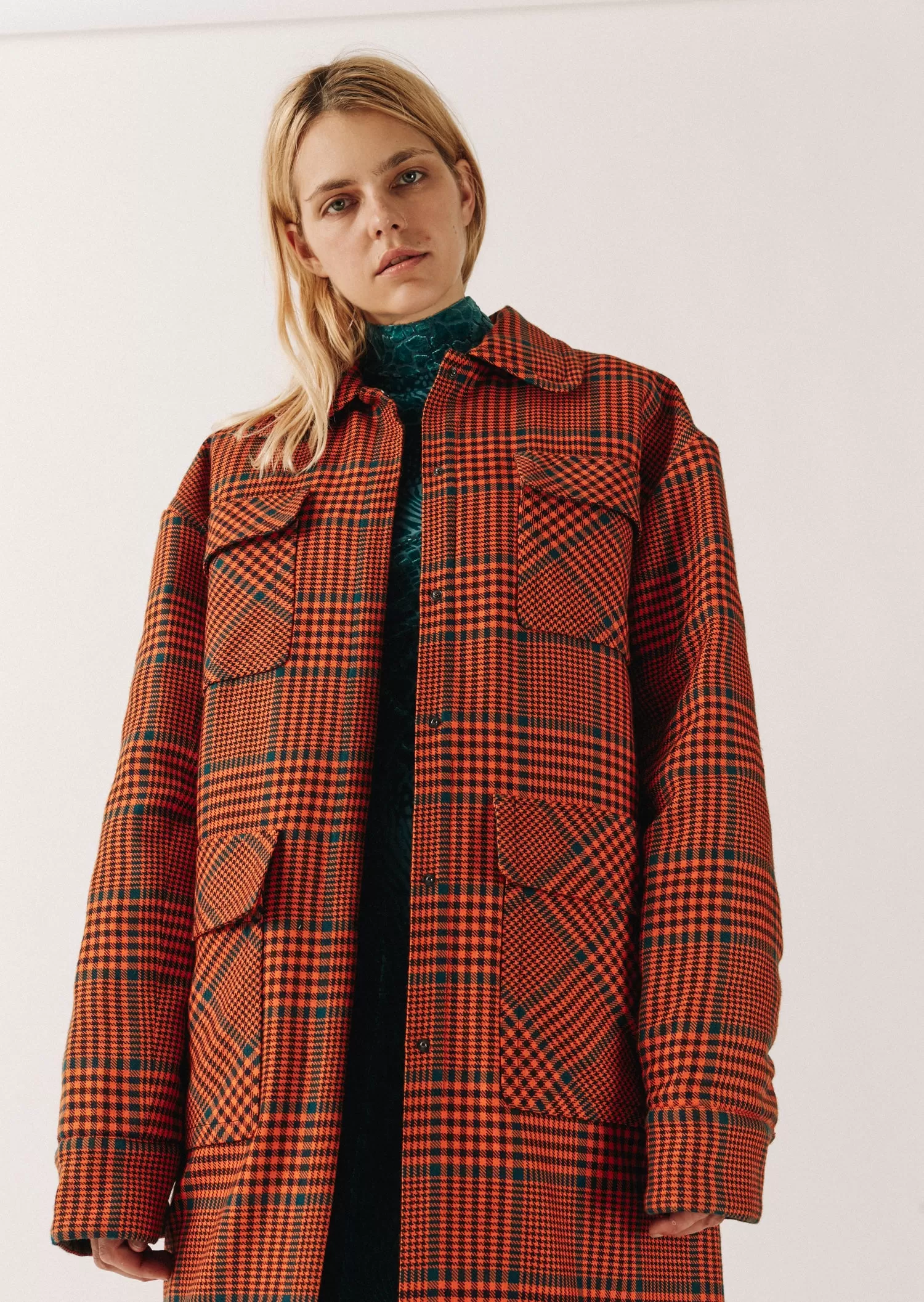 House of Holland Bright Check Padded Overcoat