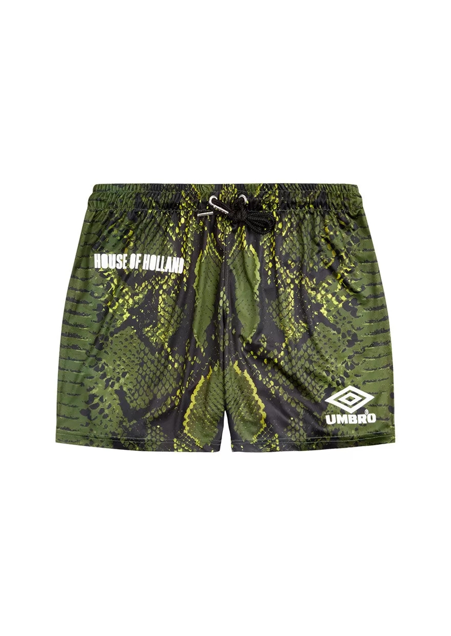 House of Holland Umbro Snake Print Swim Shorts (Green)