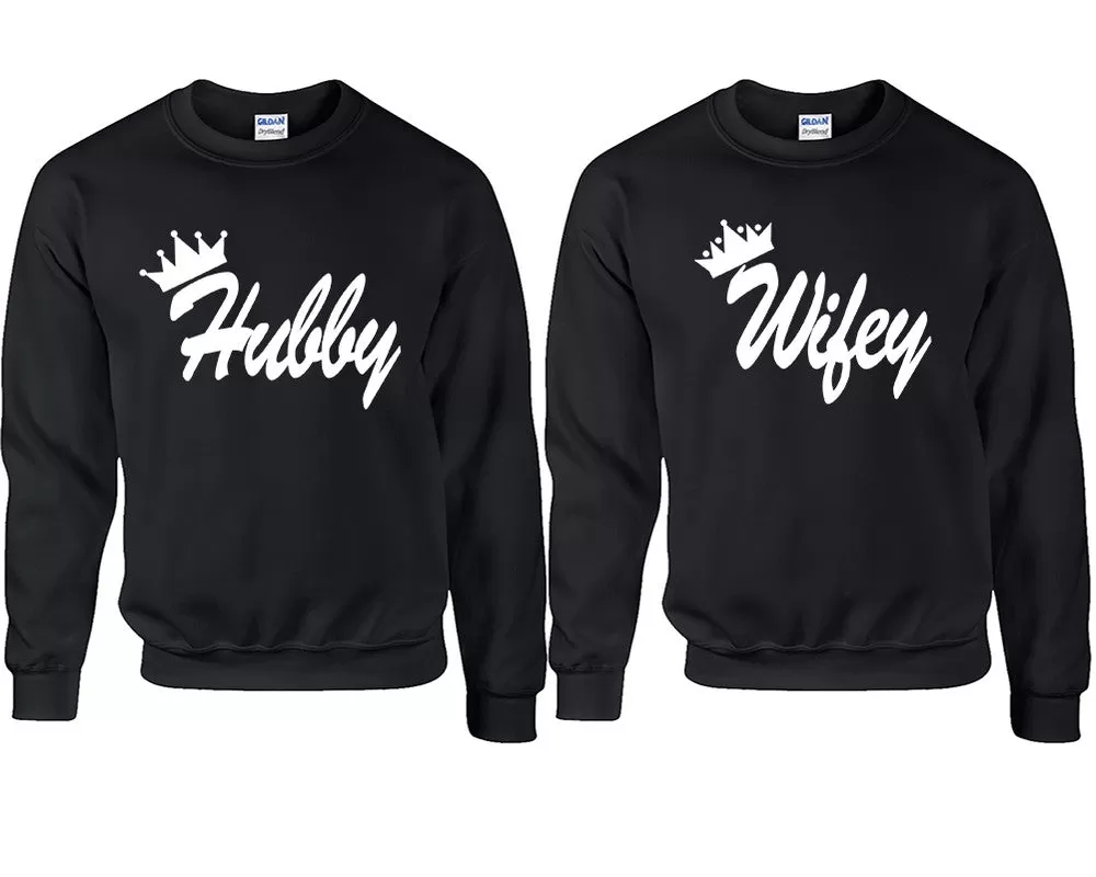 Hubby Wifey Couple Matching Sweaters, Couple Crewnecks