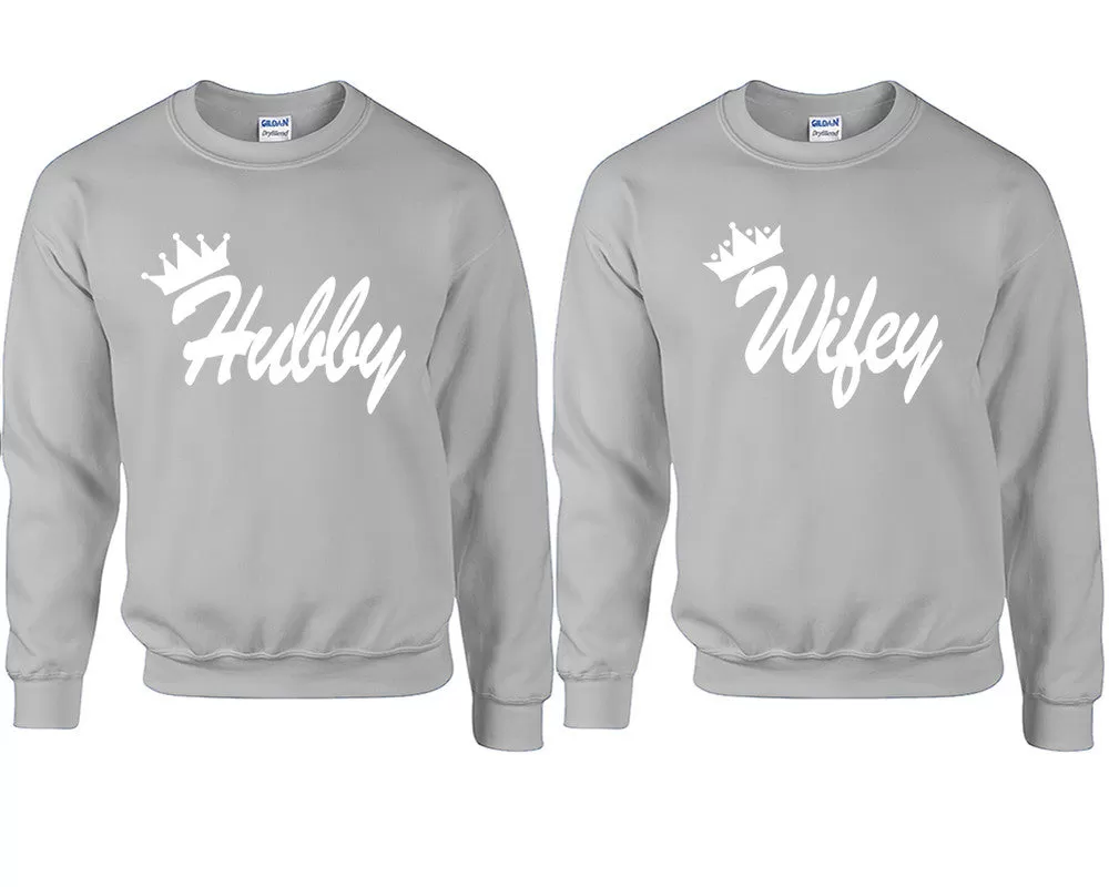 Hubby Wifey Couple Matching Sweaters, Couple Crewnecks