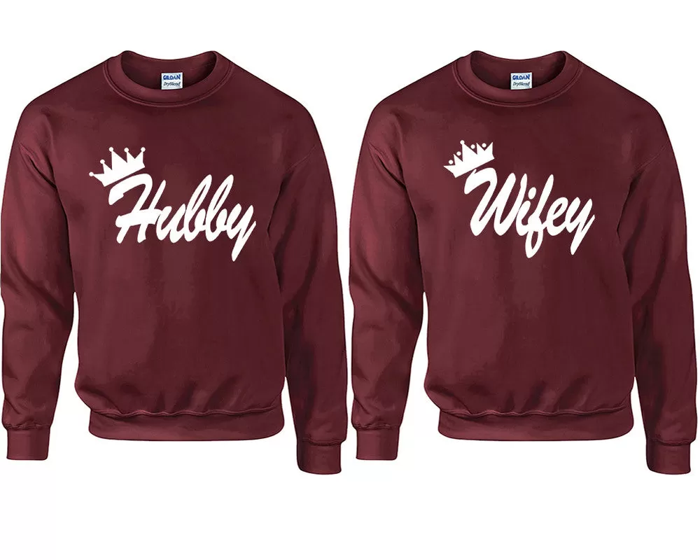 Hubby Wifey Couple Matching Sweaters, Couple Crewnecks