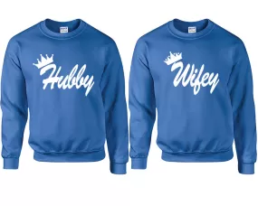 Hubby Wifey Couple Matching Sweaters, Couple Crewnecks