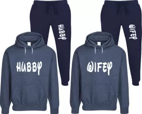 Hubby Wifey Couple Speckle Hoodies and Jogger Pants Matching Top&Bottom Sets