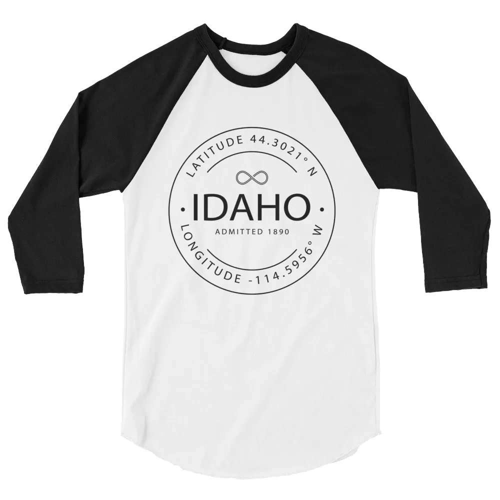 Idaho - 3/4 Sleeve Raglan Shirt - Latitude & Longitude