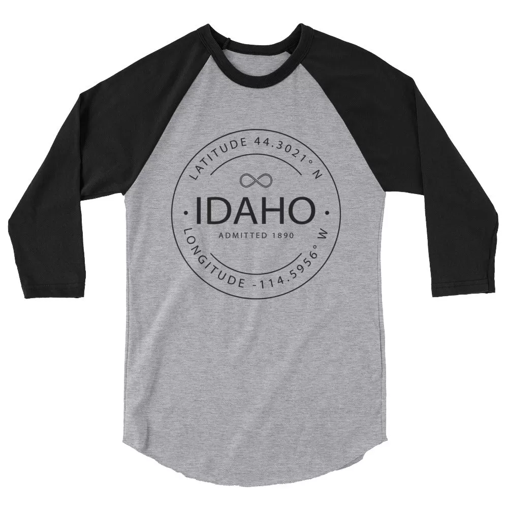 Idaho - 3/4 Sleeve Raglan Shirt - Latitude & Longitude