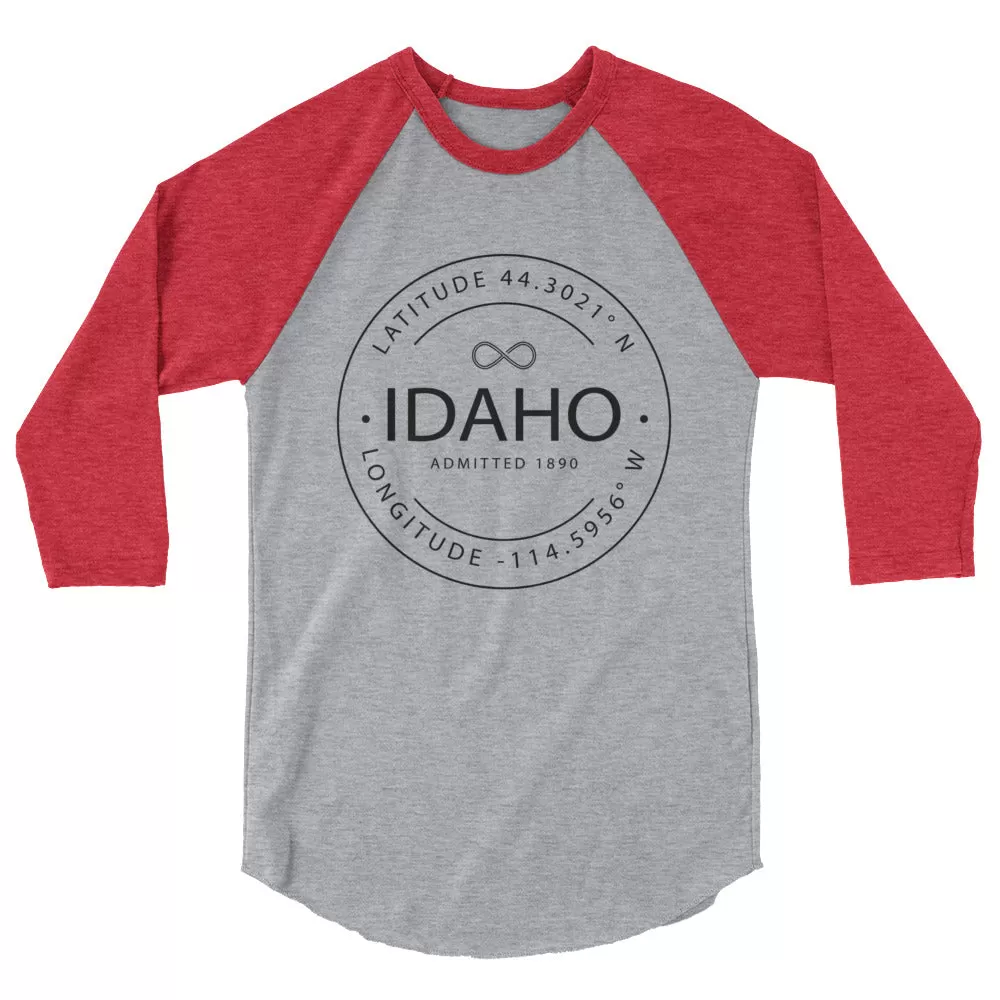 Idaho - 3/4 Sleeve Raglan Shirt - Latitude & Longitude