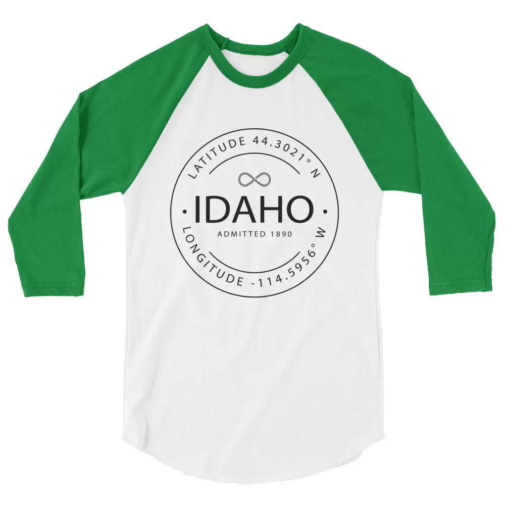 Idaho - 3/4 Sleeve Raglan Shirt - Latitude & Longitude