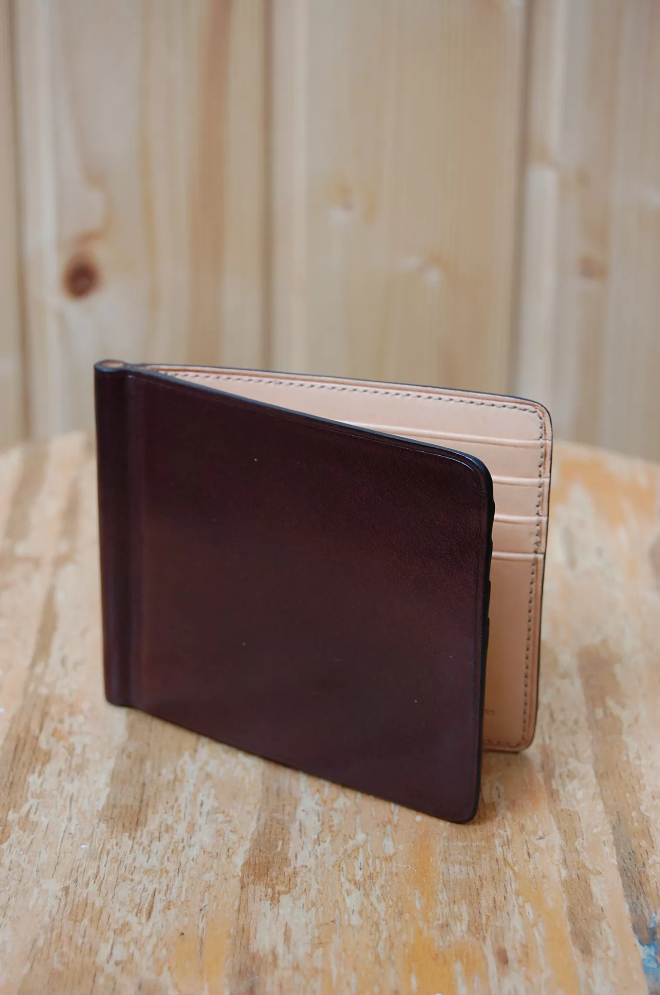 Il Bussetto Bi-fold Wallet with Money Clip dark brown