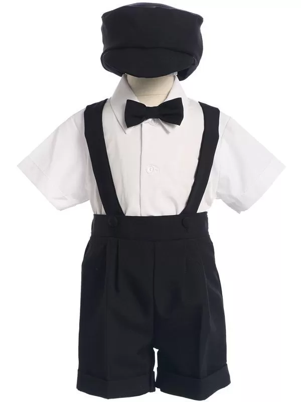 Infants Black Shorts and Suspenders Outfit 850