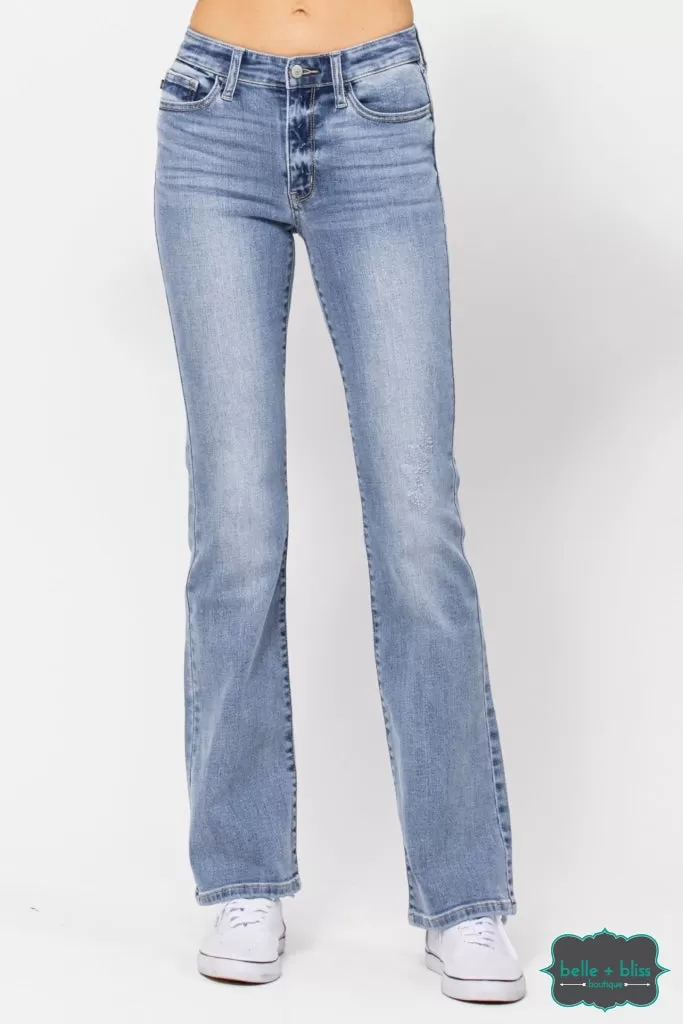 Judy Blue "Jaylan" Mid Rise Non Distressed Bootcut Denim - Light Wash