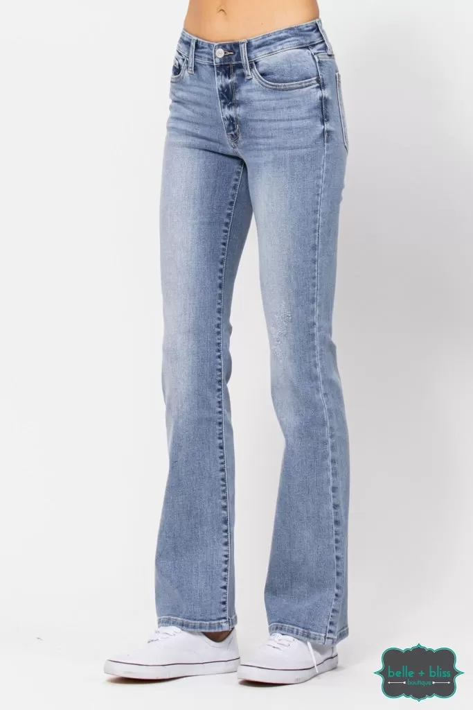 Judy Blue "Jaylan" Mid Rise Non Distressed Bootcut Denim - Light Wash