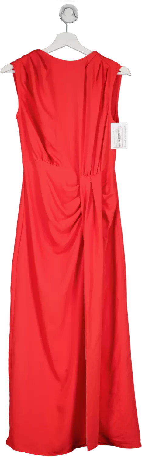 Karen Millen Red Cowl Neck Sleeveless Woven Midi Dress UK 6