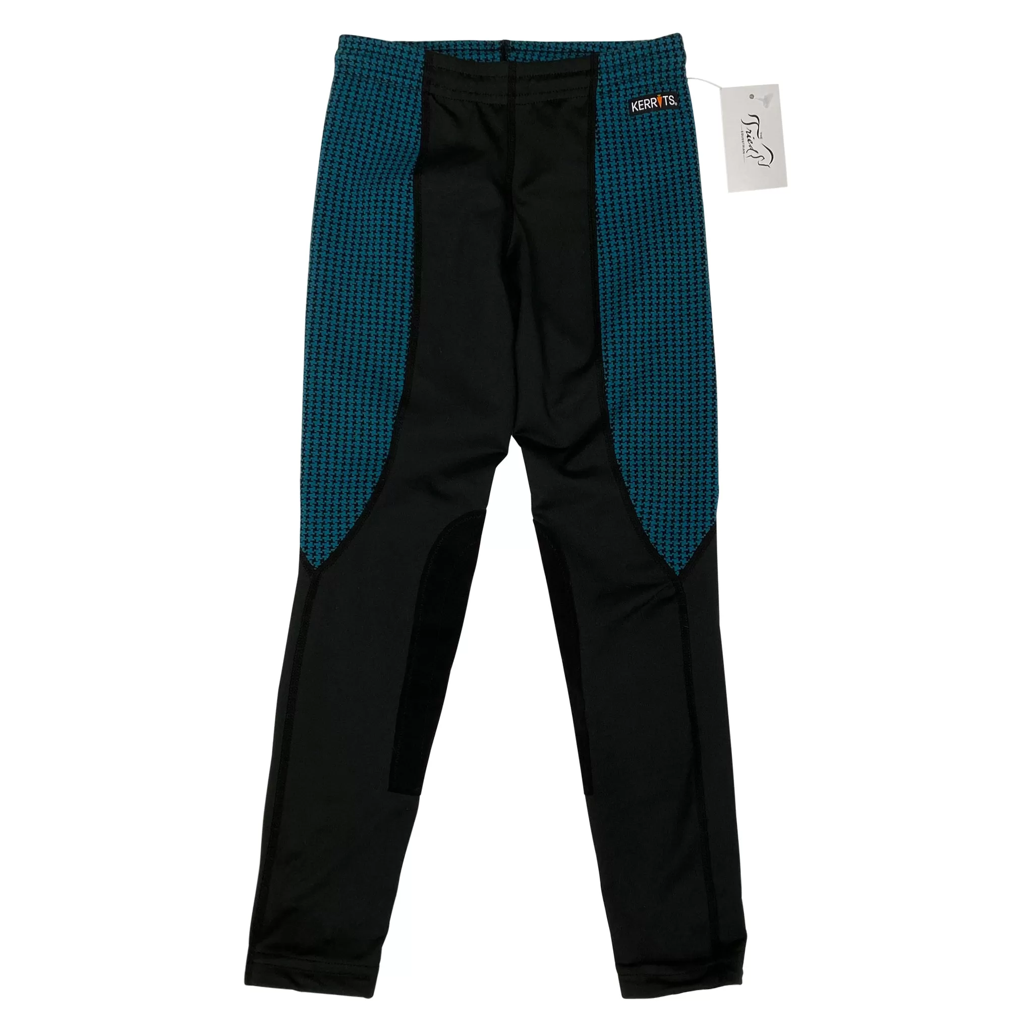 Kerrits Knee Patch Performance Tights in Teal Houndstooth - Children's Small