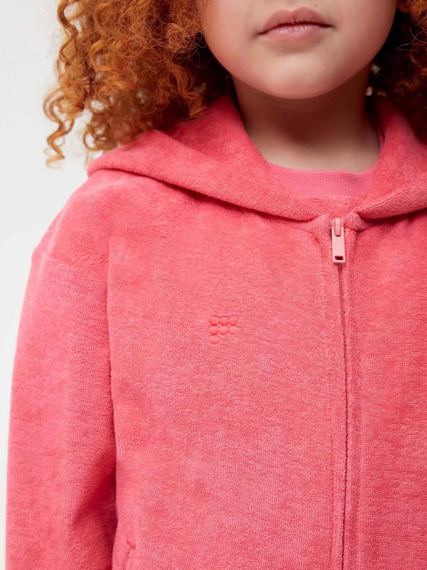 Kids Towelling Zipped Hoodie—lotus pink