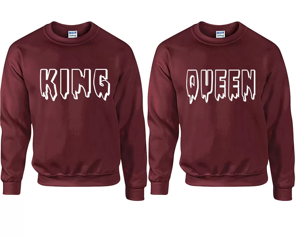 King Queen Couple Matching Sweaters, Couple Crewnecks