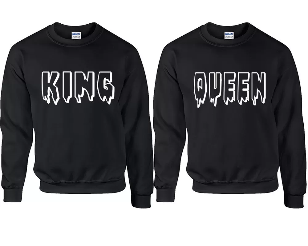 King Queen Couple Matching Sweaters, Couple Crewnecks