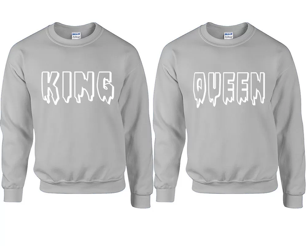 King Queen Couple Matching Sweaters, Couple Crewnecks