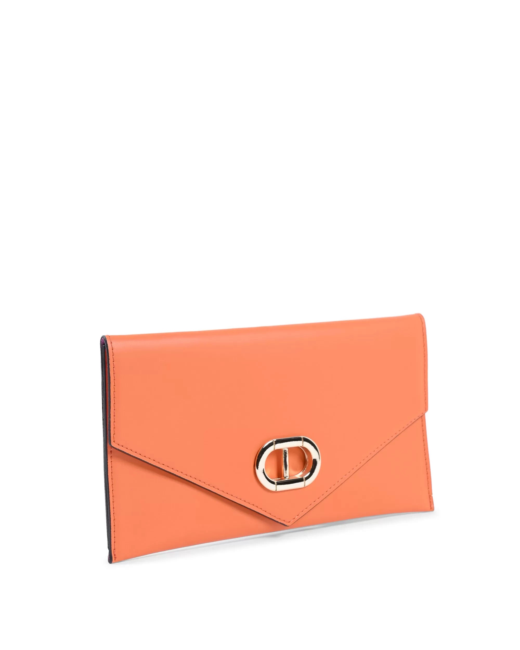 Leather Envelope Clutch - Orange