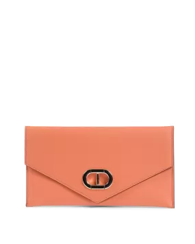 Leather Envelope Clutch - Orange