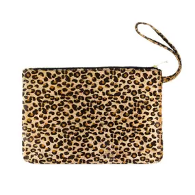 Leopard Print Large Pouch Clutch Bag