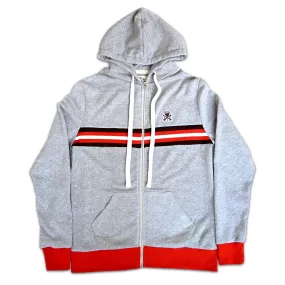 Limited Edition: CLE logo Patch Unisex Full Zip Hoodie - Brown/Orange Stripe