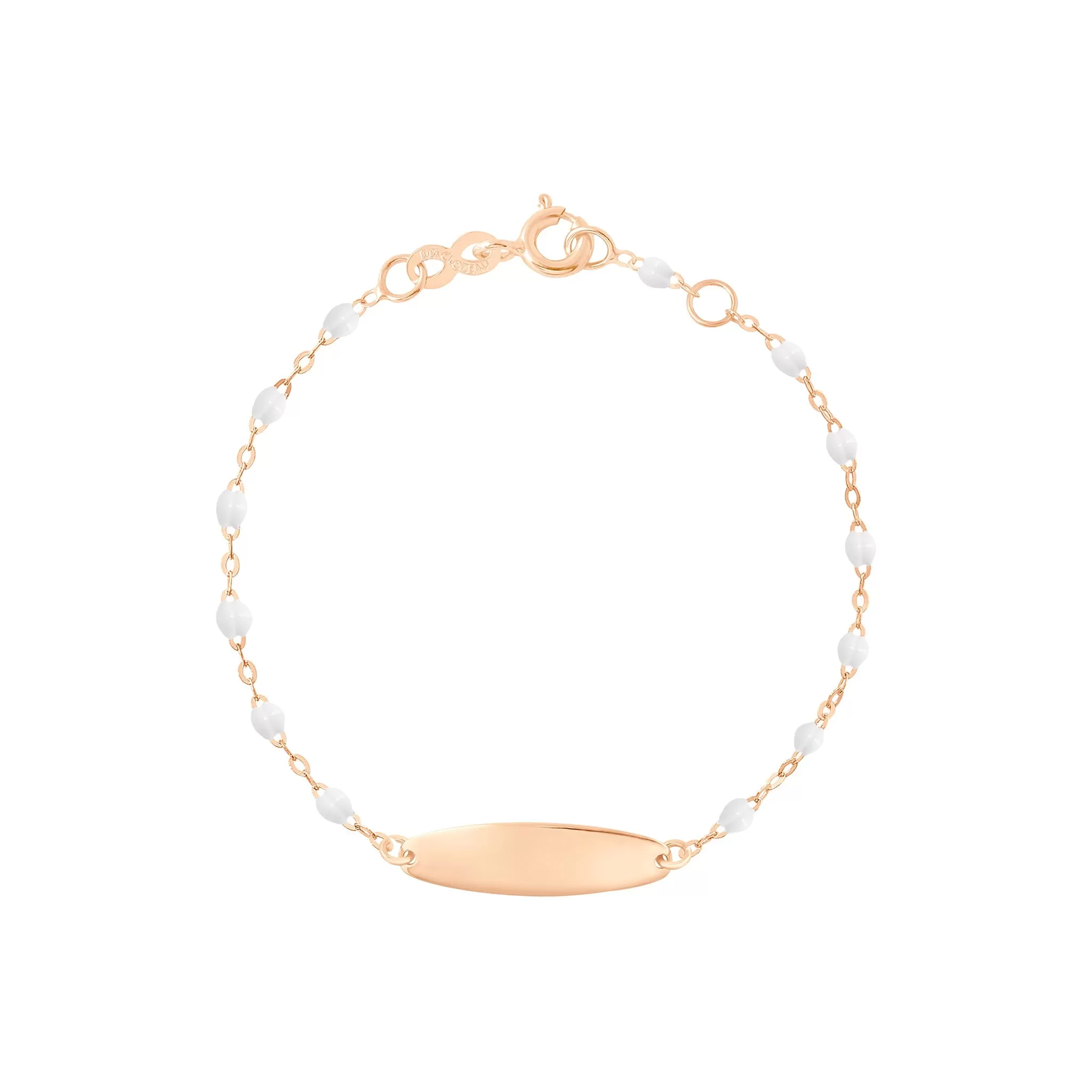 Little Gigi White bracelet, Oval plaque, Rose Gold, 5.1"