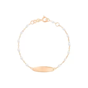 Little Gigi White bracelet, Oval plaque, Rose Gold, 5.1"