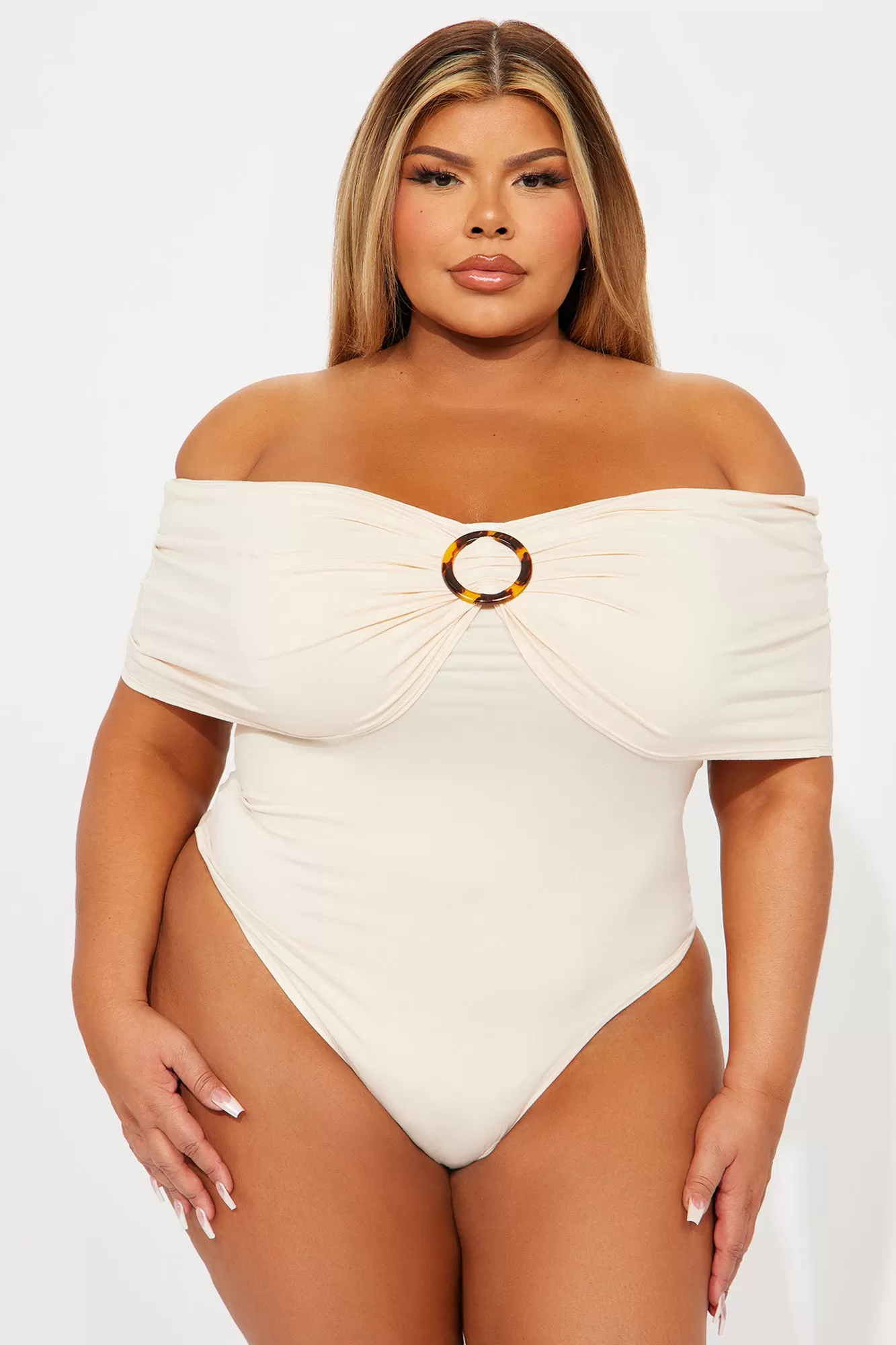 Love Island Off Shoulder Bodysuit - Cream