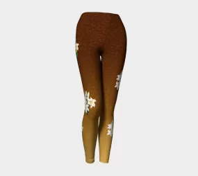 Lunging Leopards Blooming Lilies Yoga Leggings