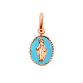 Madone Turquoise Resin pendant, Rose gold