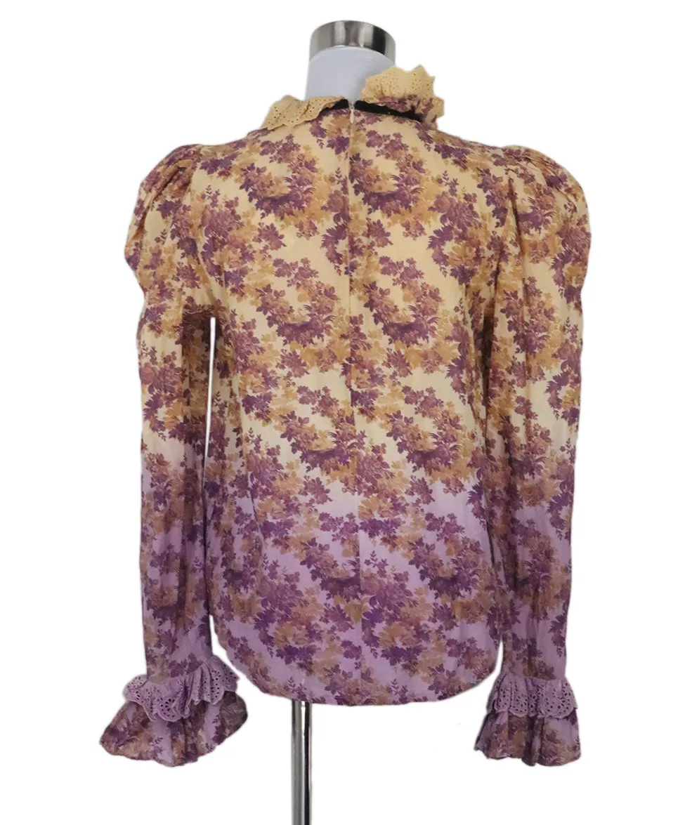 Manoush Purple & Orange Floral Blouse sz 6