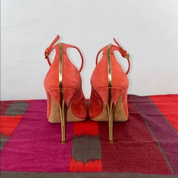 Miu Miu Coral Ankle Strap w Gold Heel