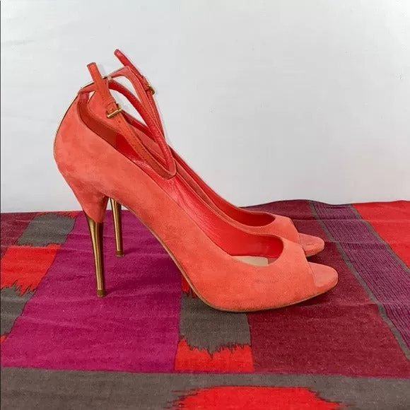 Miu Miu Coral Ankle Strap w Gold Heel