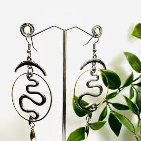 Moon and Snake Earrings