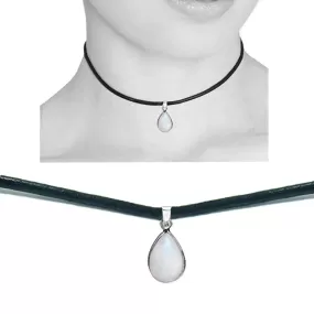 Moonstone Teardrop Leather Choker