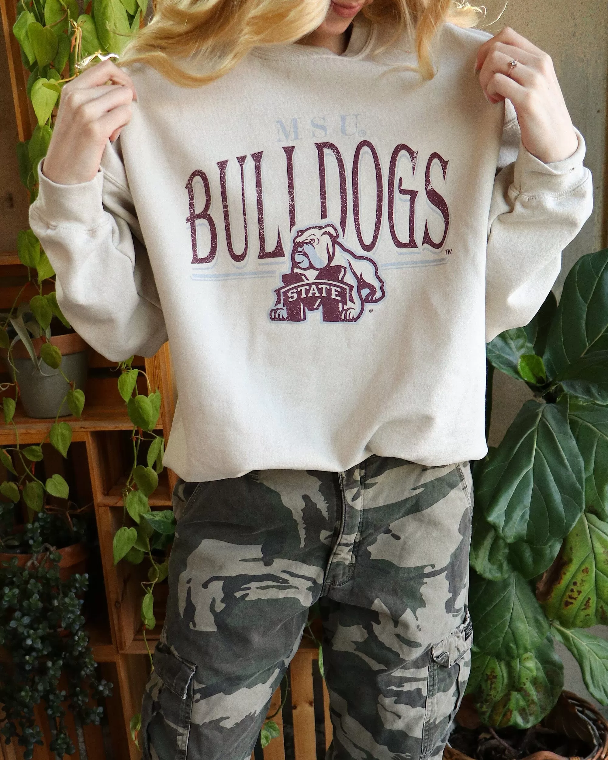 MSU Bulldogs 80s Sand Thrifted Sweatshirt