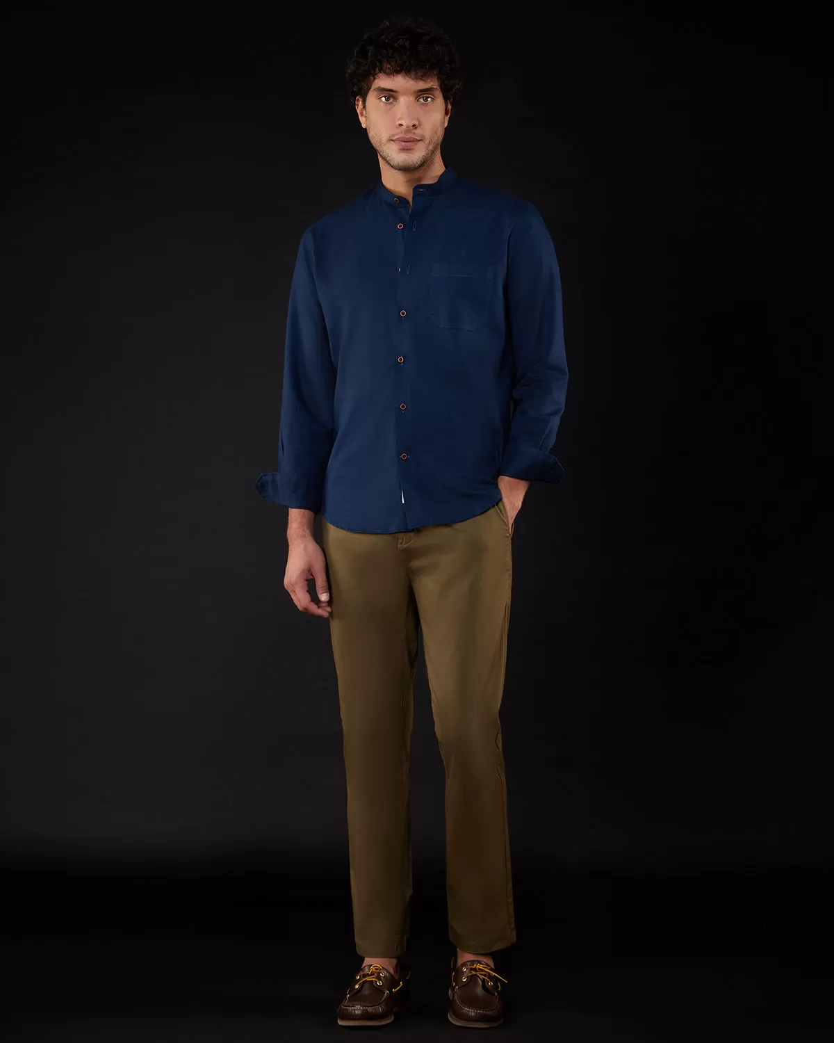 Navy Cotton Linen Shirt