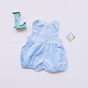 Orchid Playsuit with front pocket in Tiny Diamond Blue