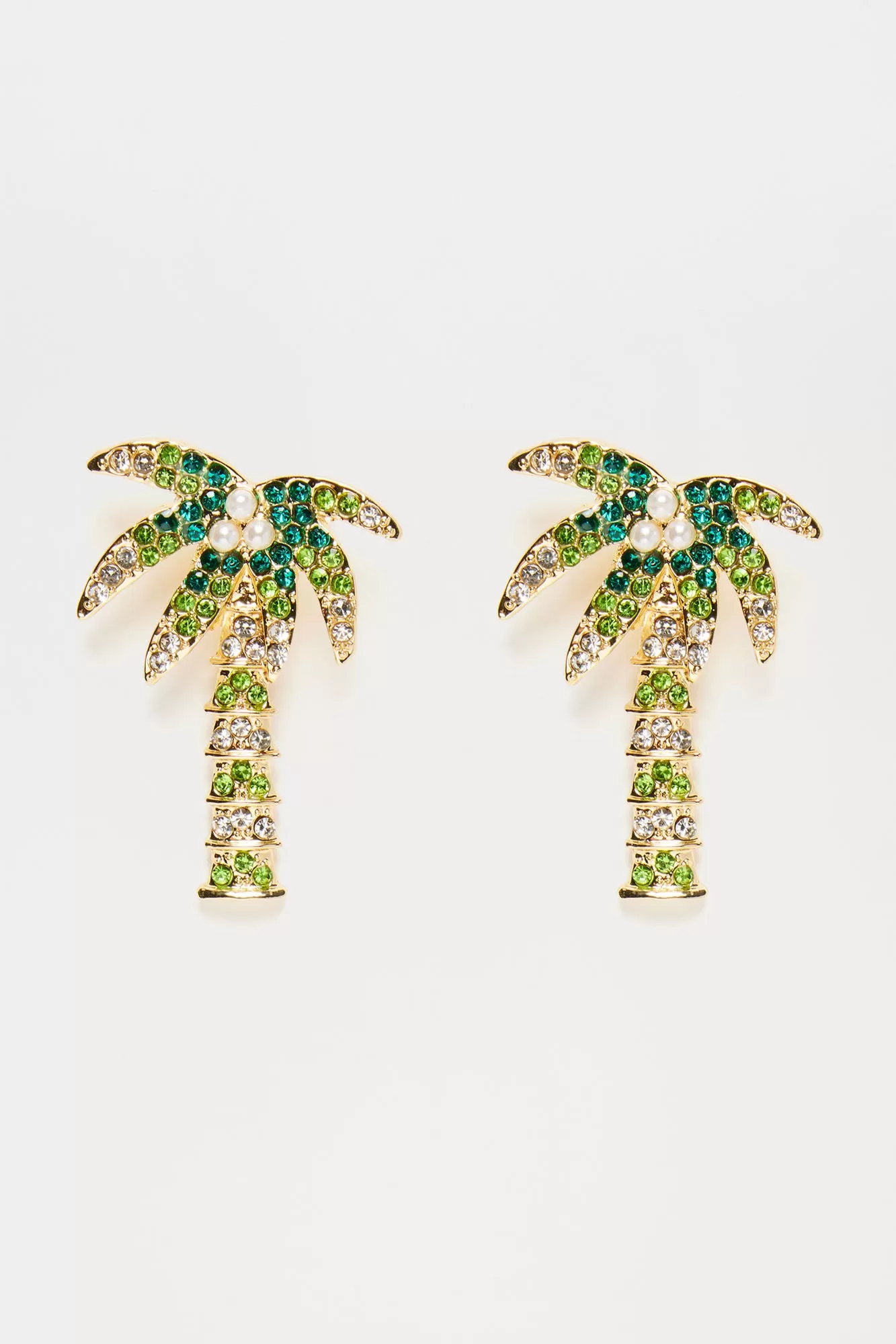 Palm Tree Resort Earrings - Gold/Green