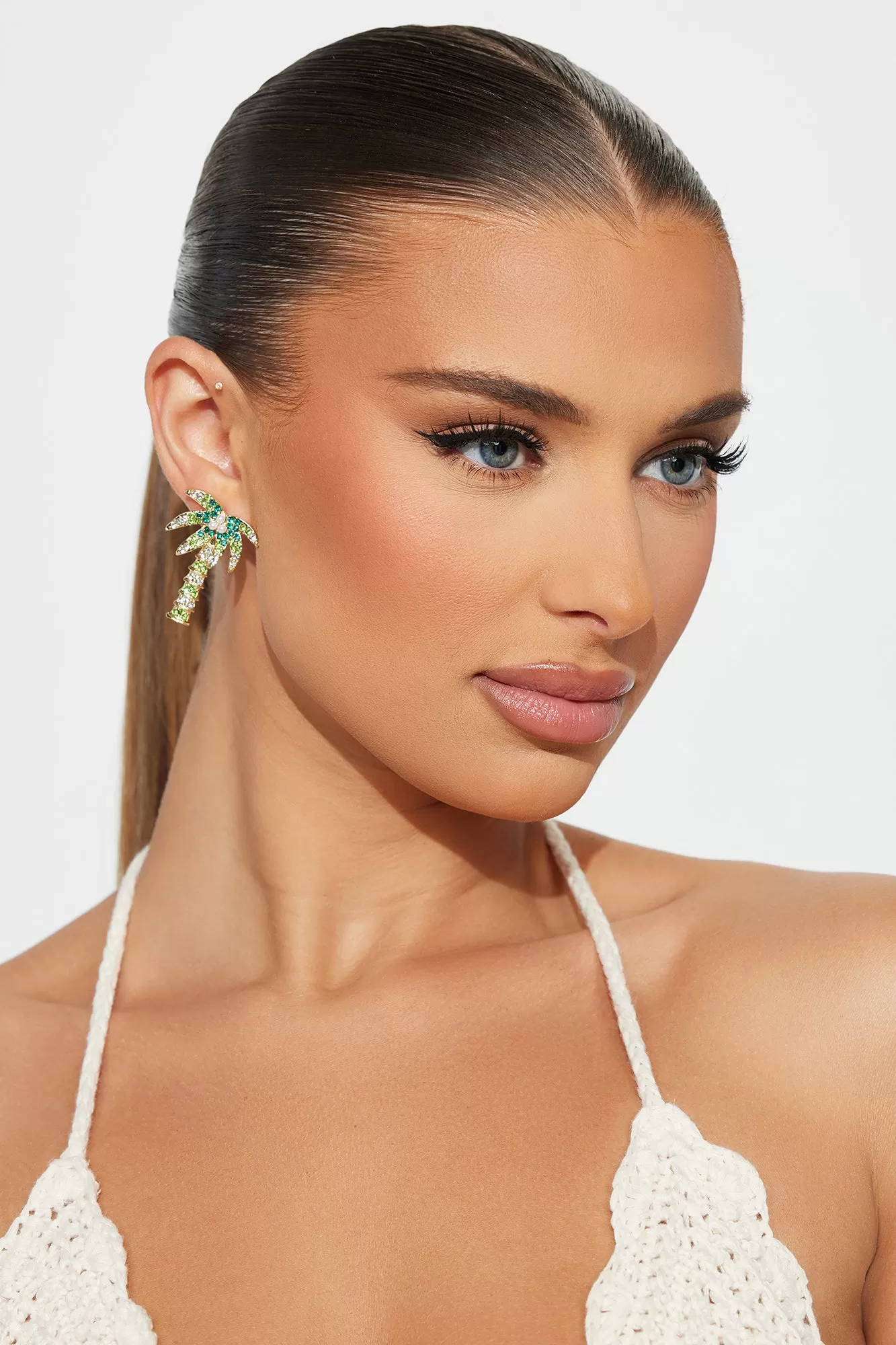 Palm Tree Resort Earrings - Gold/Green