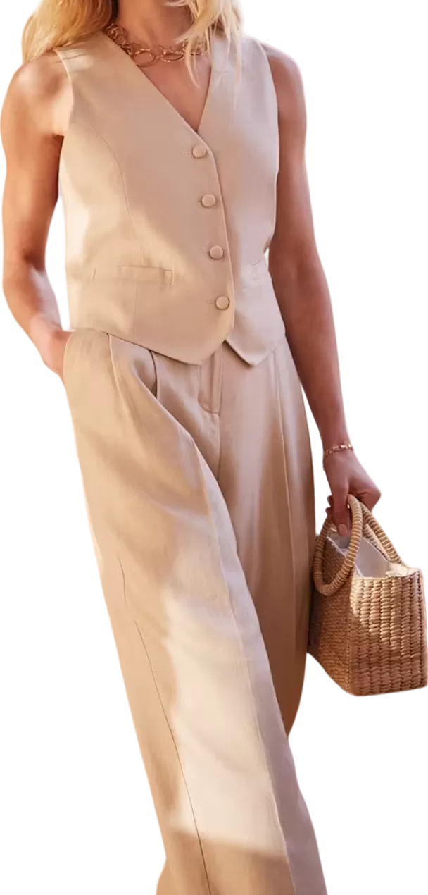 Phase Eight Beige Linen Blend Addison Pleat Front Trouser BNWT UK 8