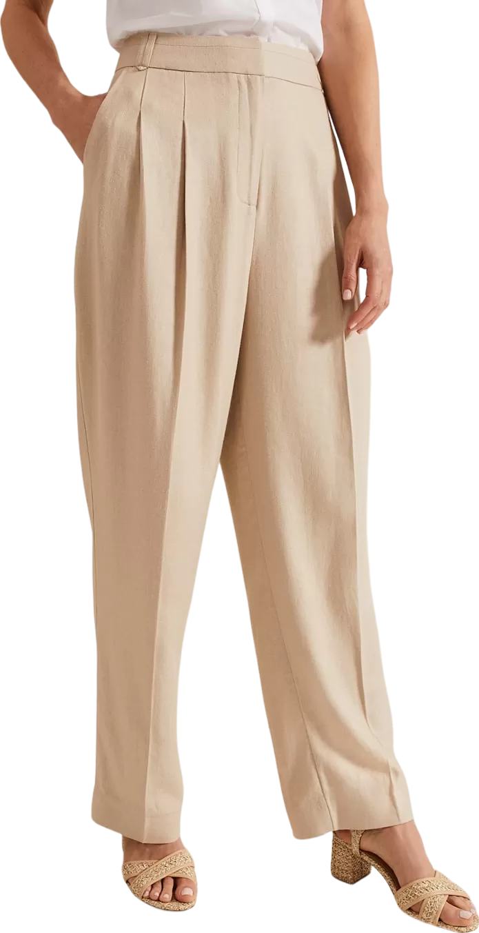 Phase Eight Beige Linen Blend Addison Pleat Front Trouser BNWT UK 8