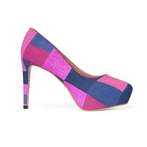 Pink & Blue Square Style Platform Shoes