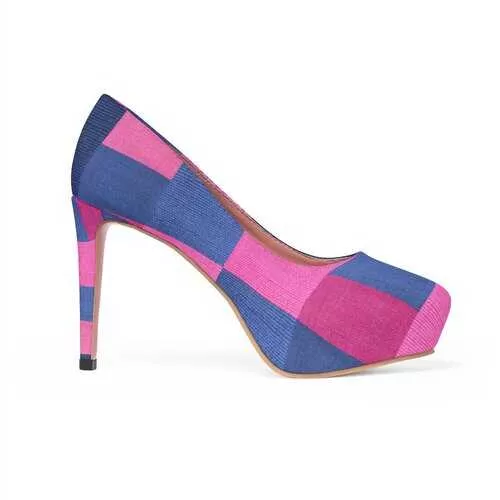 Pink & Blue Square Style Platform Shoes